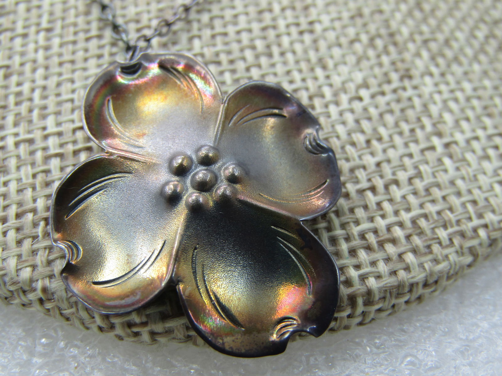 Vintage Sterling Stuart Nye Dogwood Necklace, 18" - 5