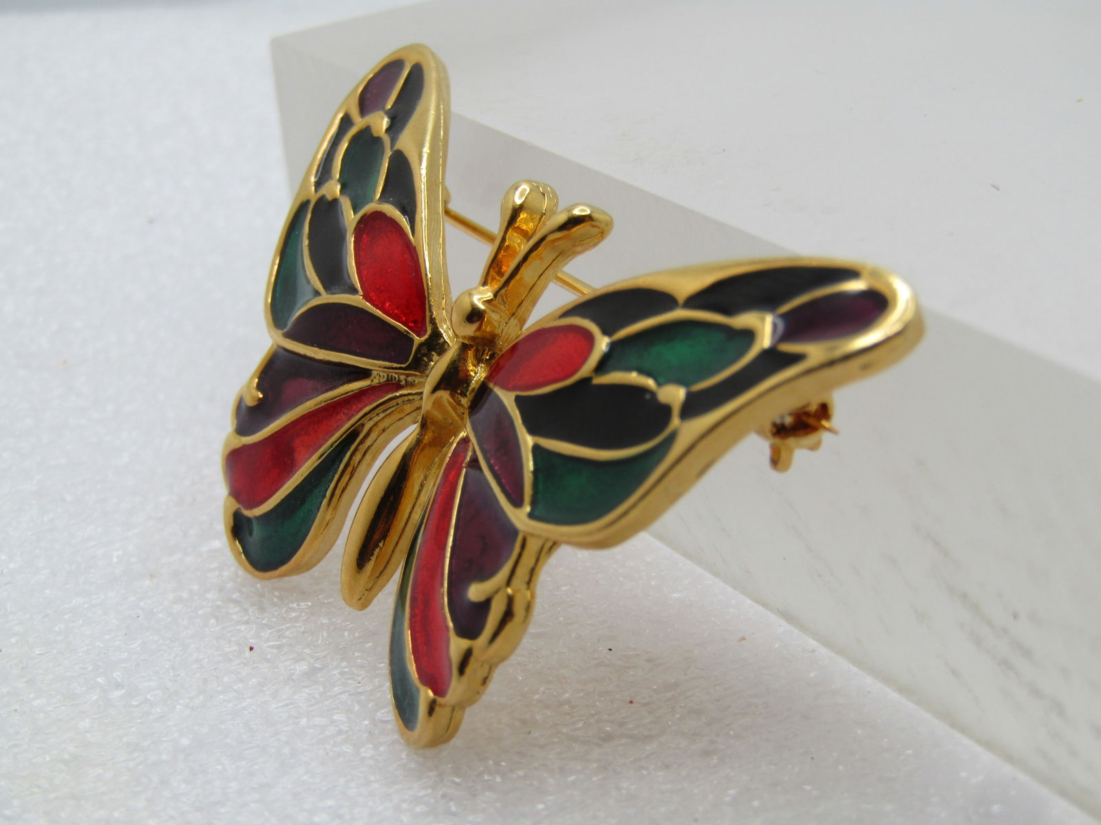 Vintage Enameled Butterfly Brooch, 1980's, - 2