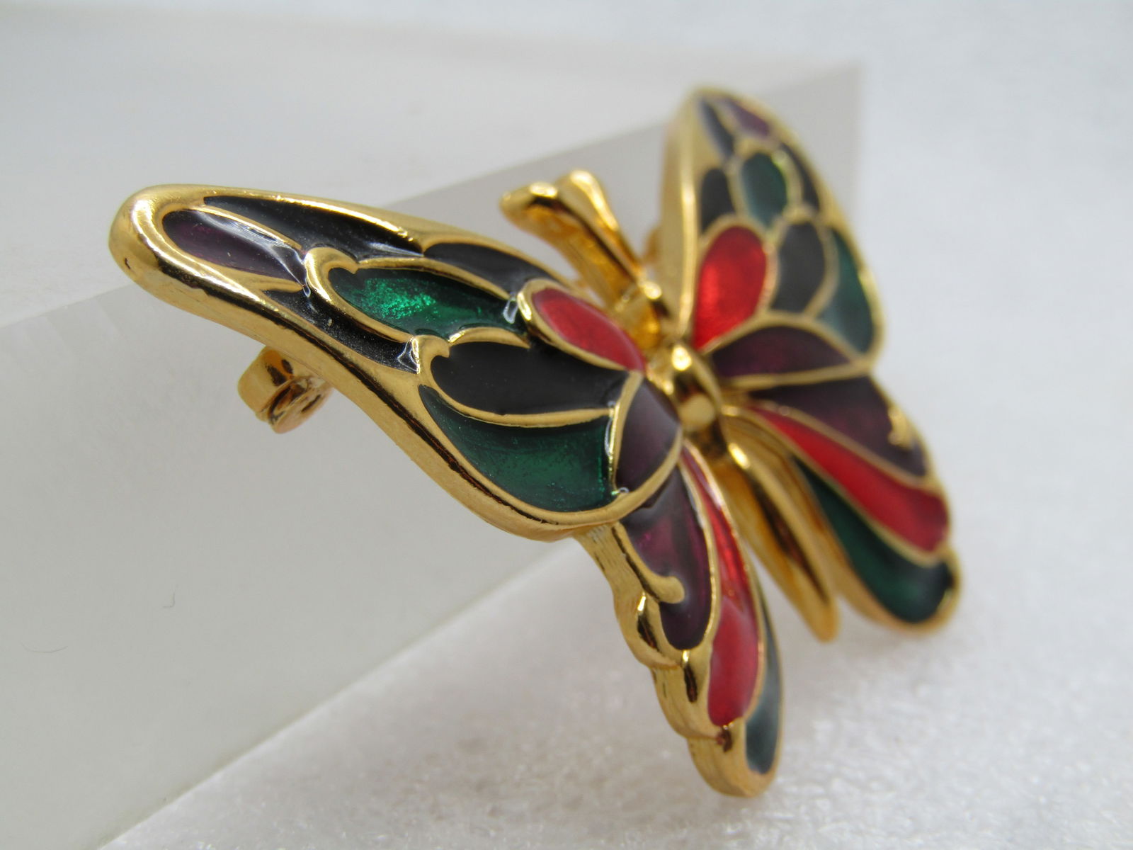 Vintage Enameled Butterfly Brooch, 1980's, - 3