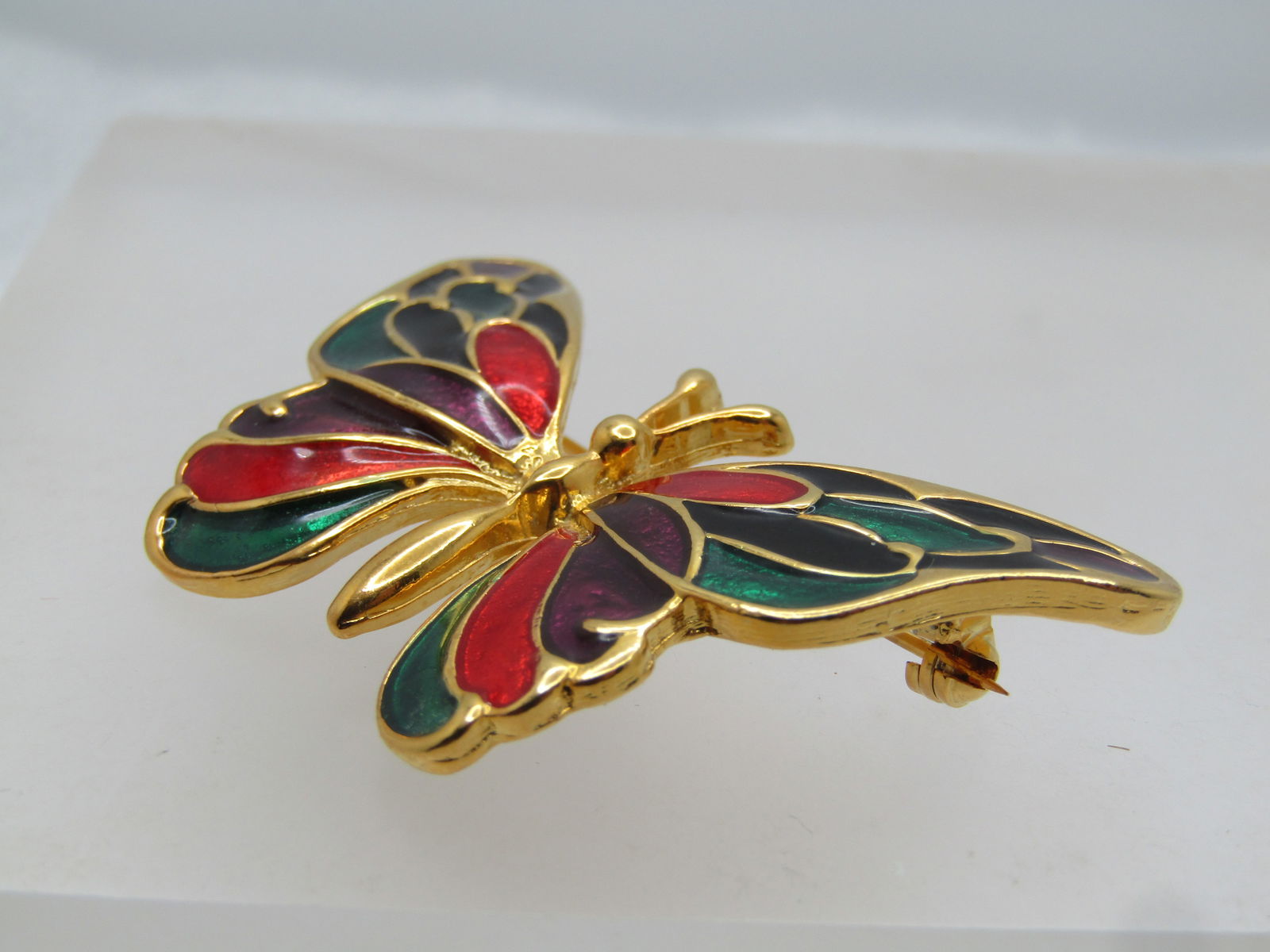 Vintage Enameled Butterfly Brooch, 1980's, - 5