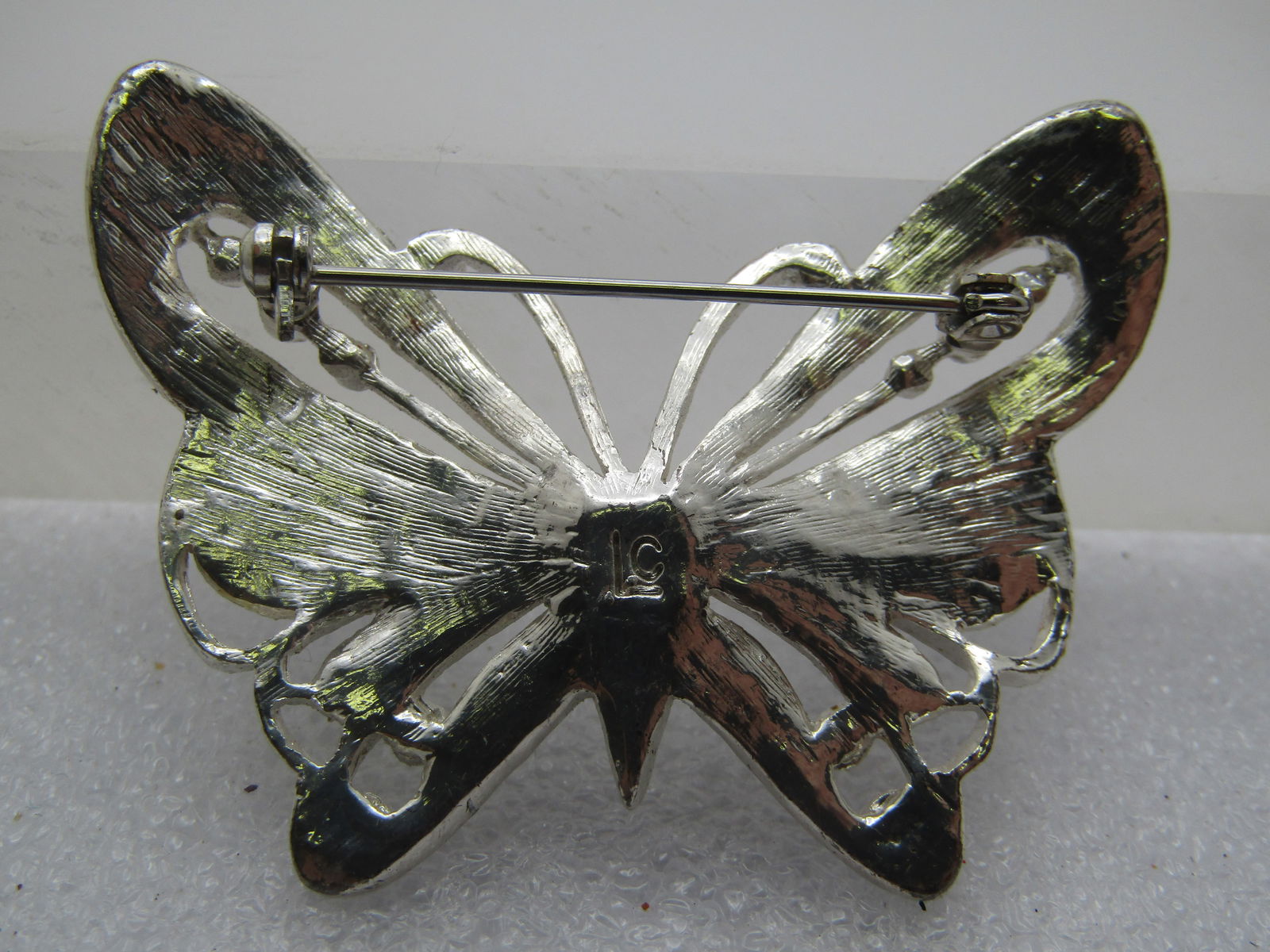 Pair Liz Claiborne Butterfly Brooches, Enameled/Rhinetone, 1990's - 4