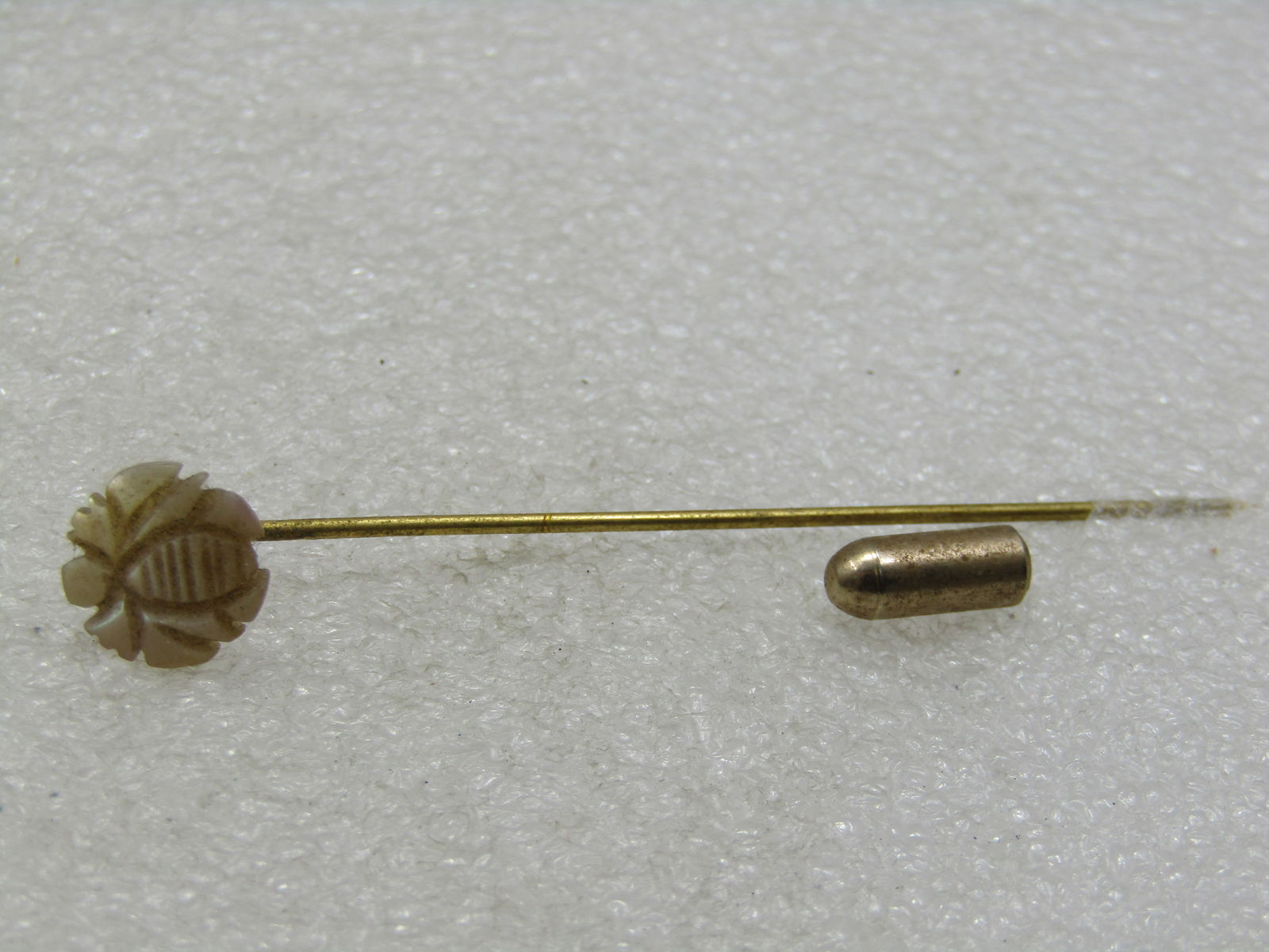 Vintage Mother-of-Pearl Carved Bee Stick Pin, 3" - 2