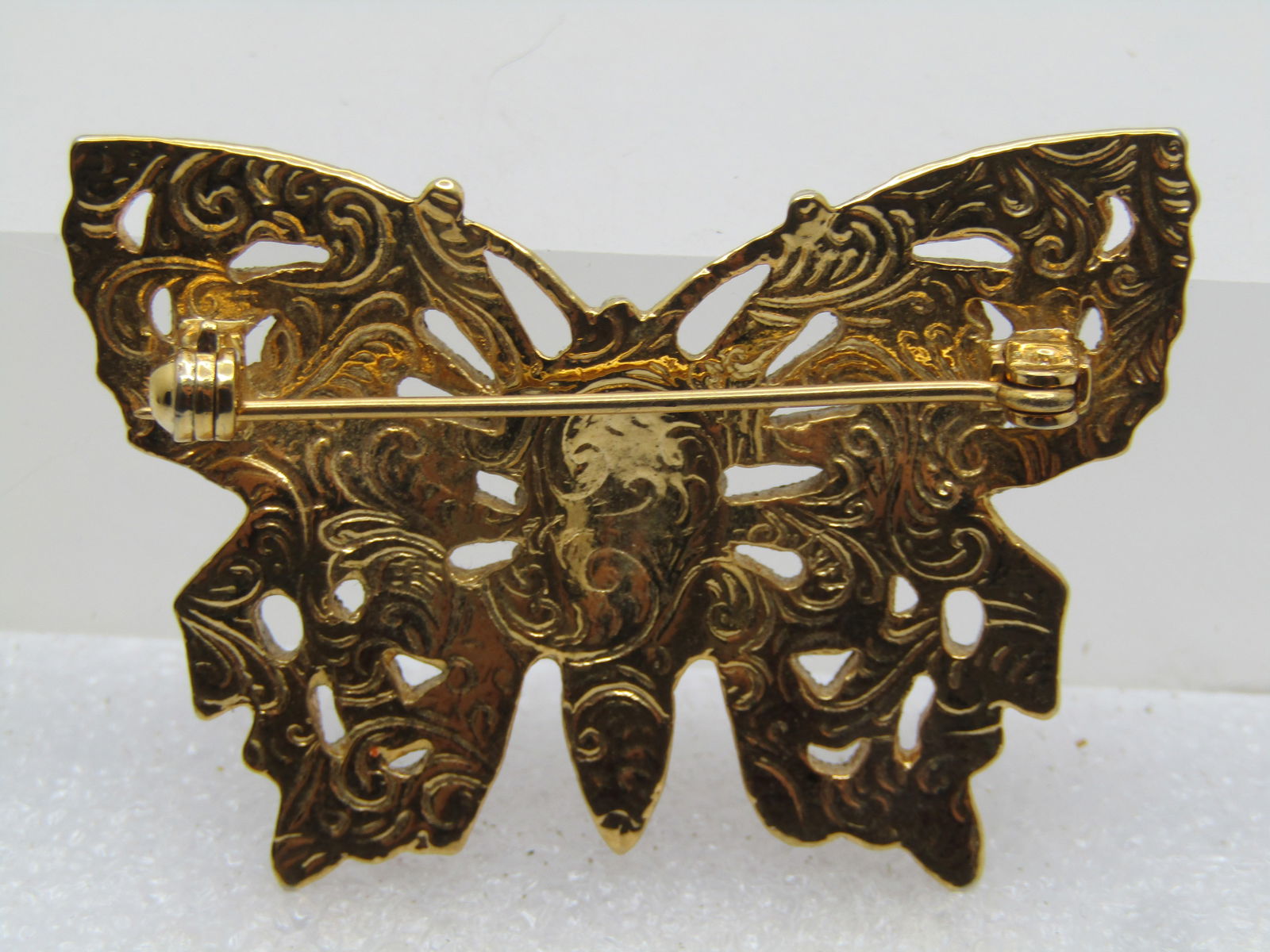 Vintage Rhinestone Butterfly Brooch, Faux Marcasites, 1970's-1980's - 5