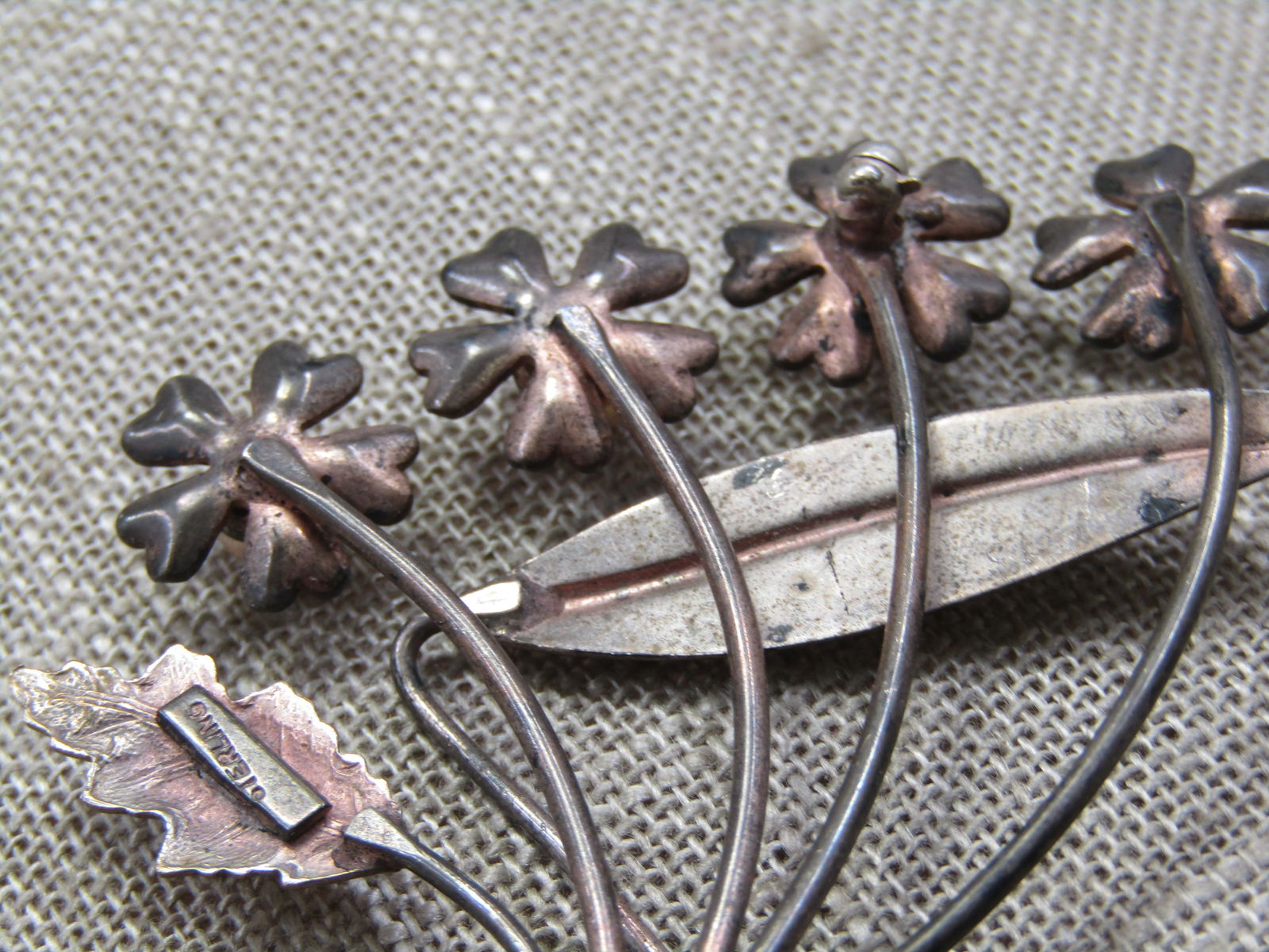 Vintage Sterling Floral Brooch with 5mm pearls. 1940's, Repair/Repurpose - 5