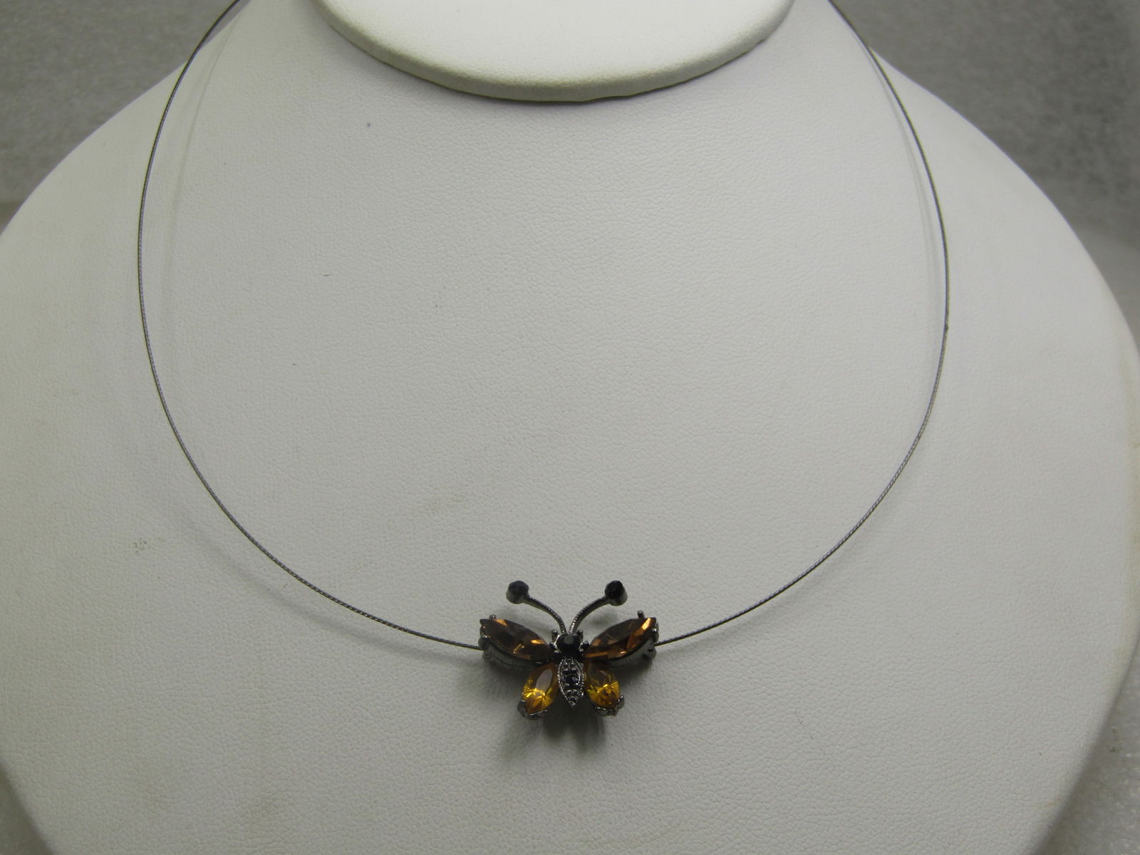 Rhinestone Butterfly Slide Necklace, 18" - 2