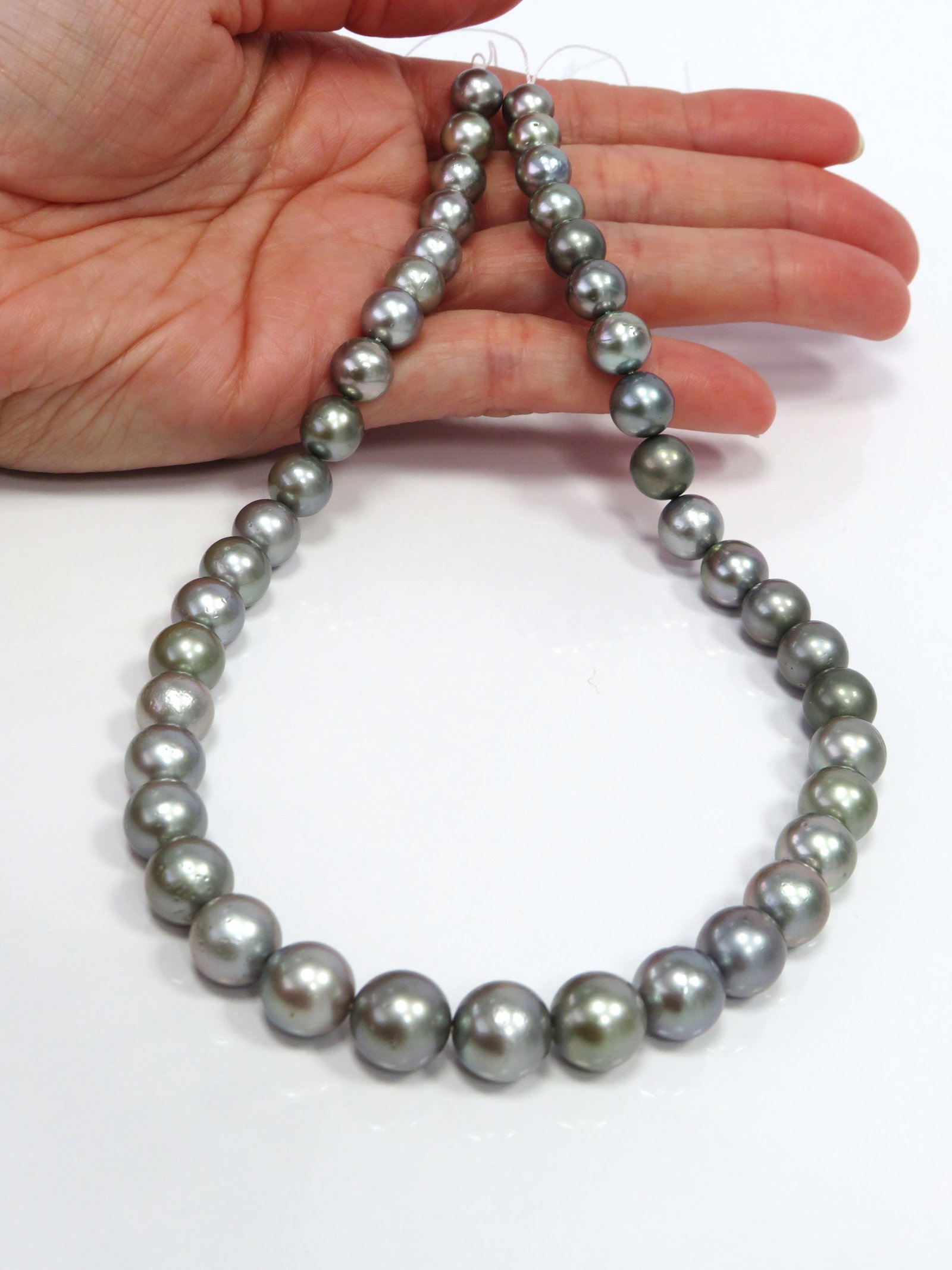 8-11mm Round Silver Tahitian Pearl Necklace Strand - 3