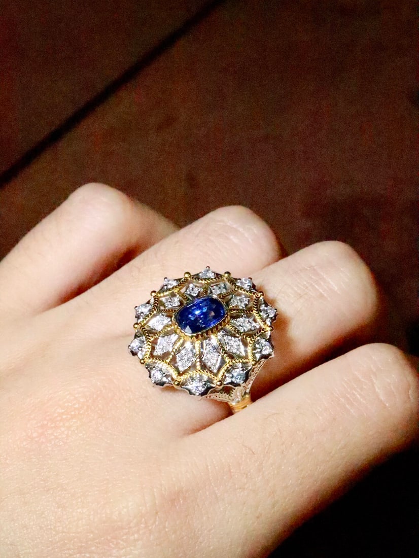 PT950 sapphire and diamond ring - 6