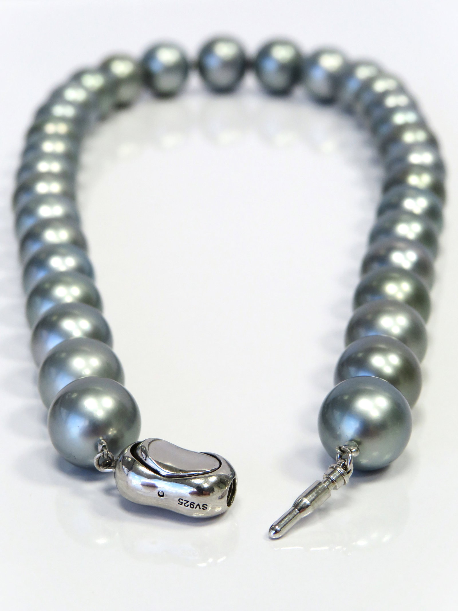 12-15mm Round Blue-Gray Tahitian Pearl Necklace - 2