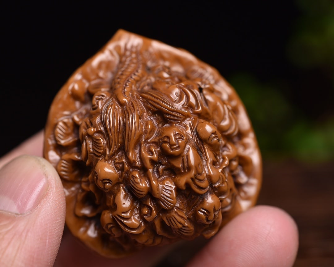 Wood Carving Walnut Sculpture - 6