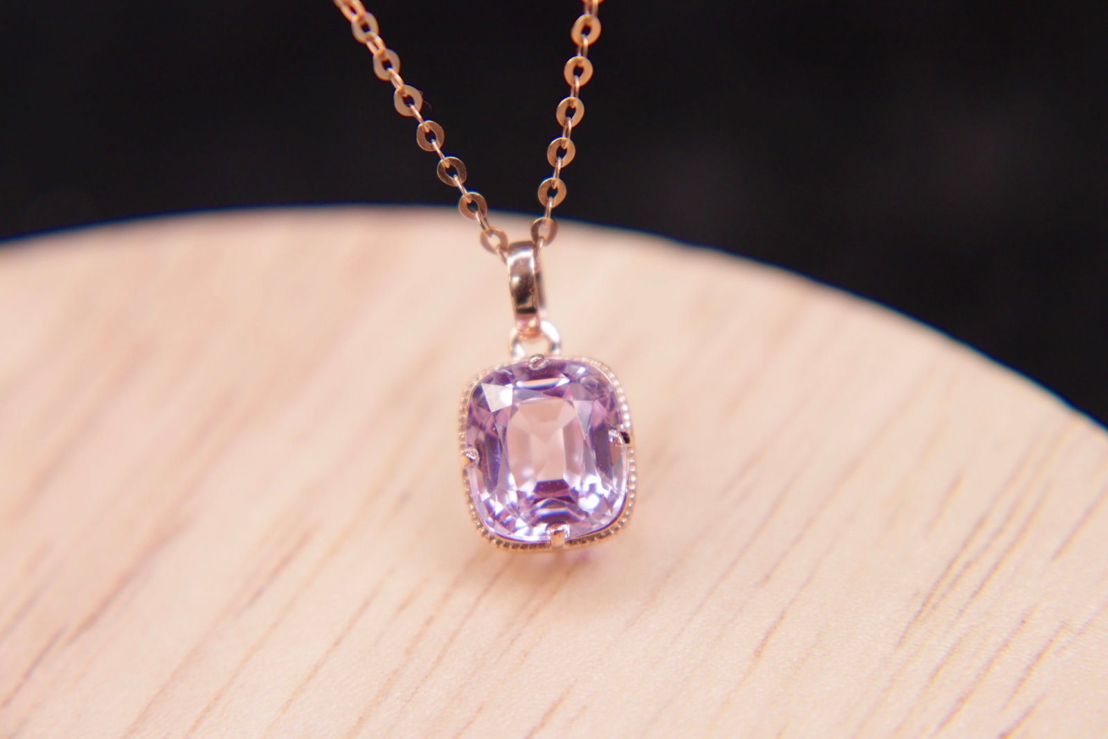 18K Gold Kunzite Pendant - 3