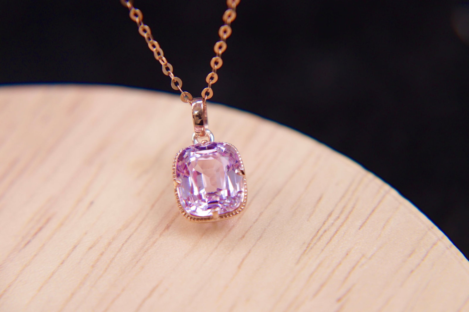 18K Gold Kunzite Pendant - 7
