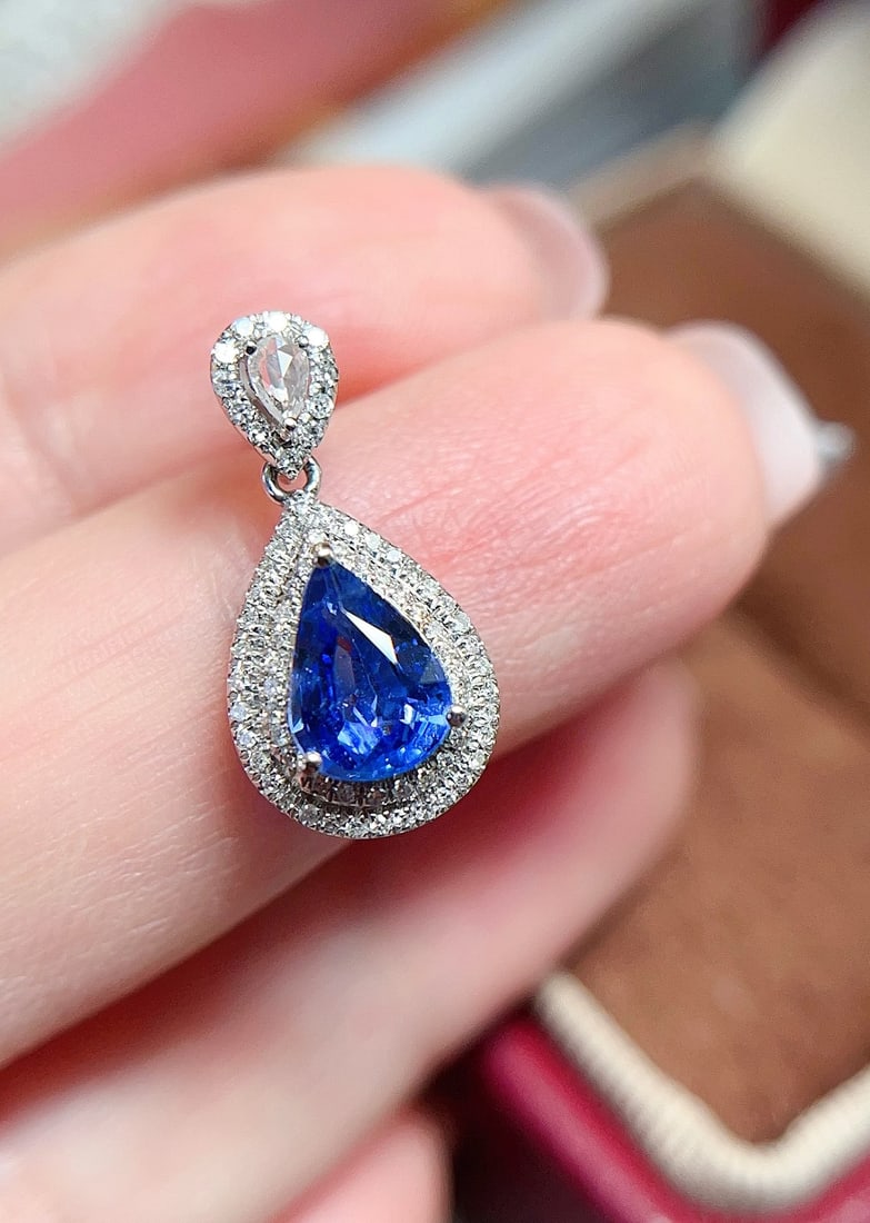 18K Gold Sapphire Pendant - 4