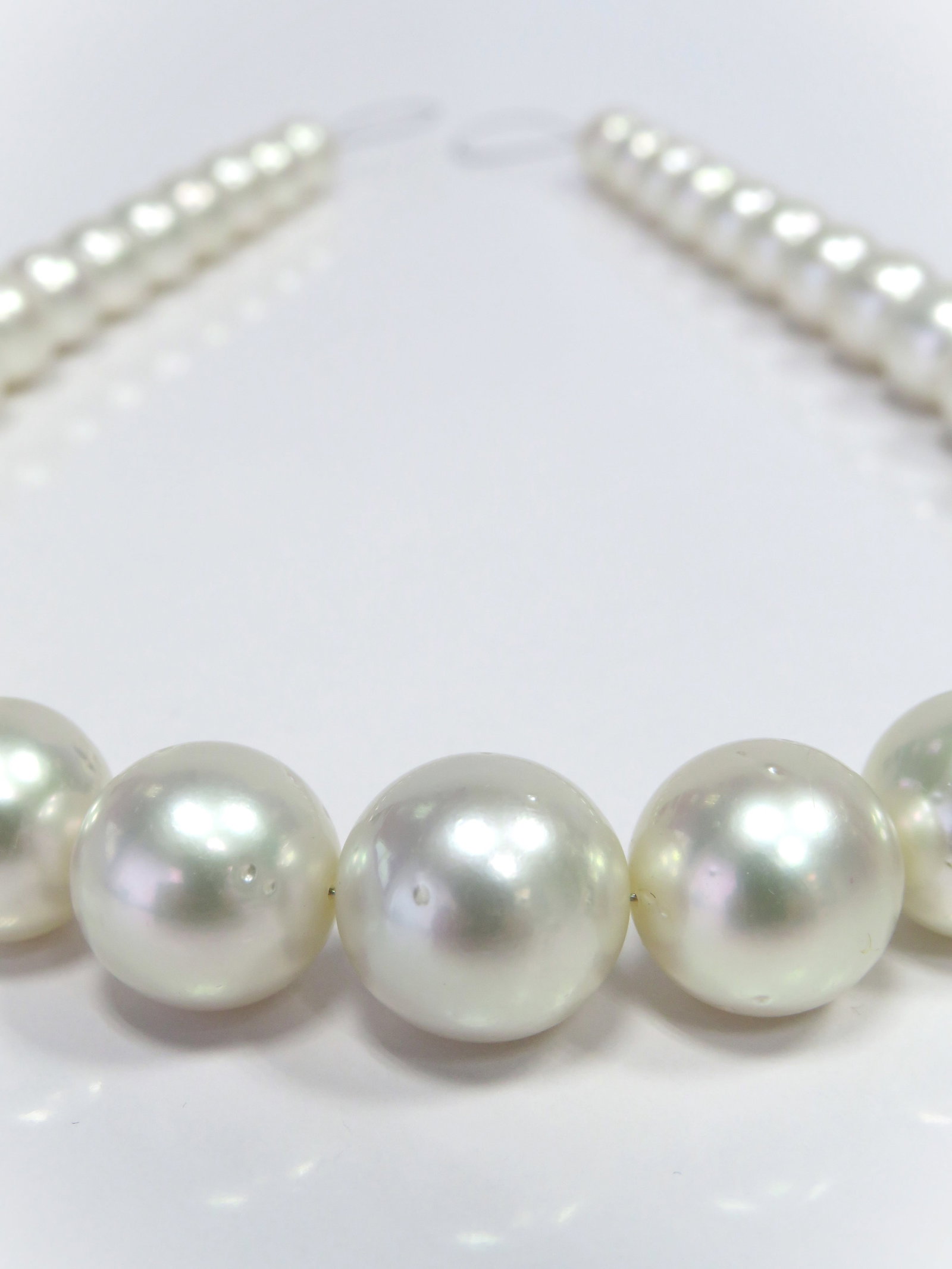 10-15mm Round White South Sea Pearl Necklace Strand - 2