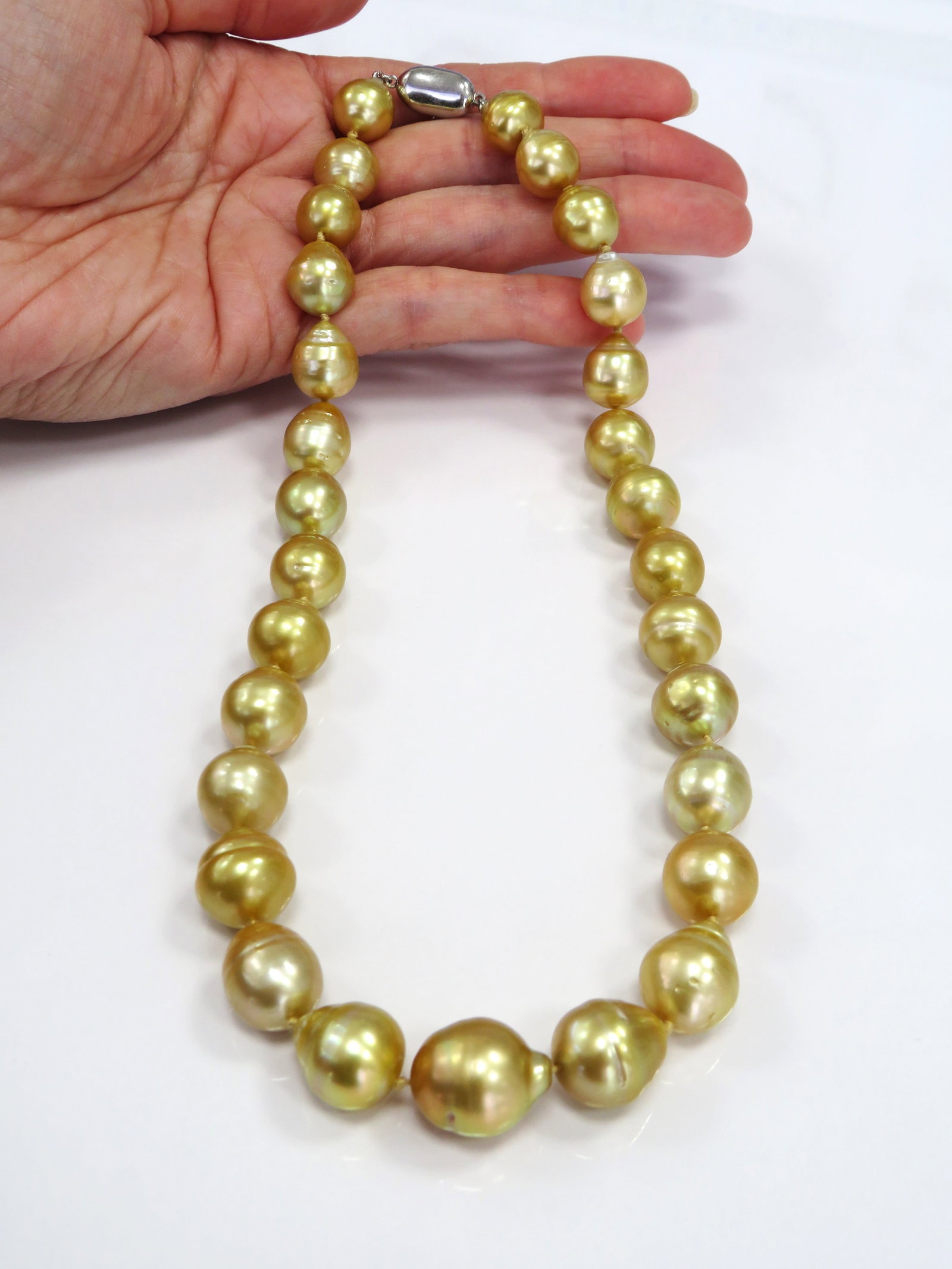 12-15mm Drop/Circle-Baroque Dark Golden South Sea Pearl Necklace - 3