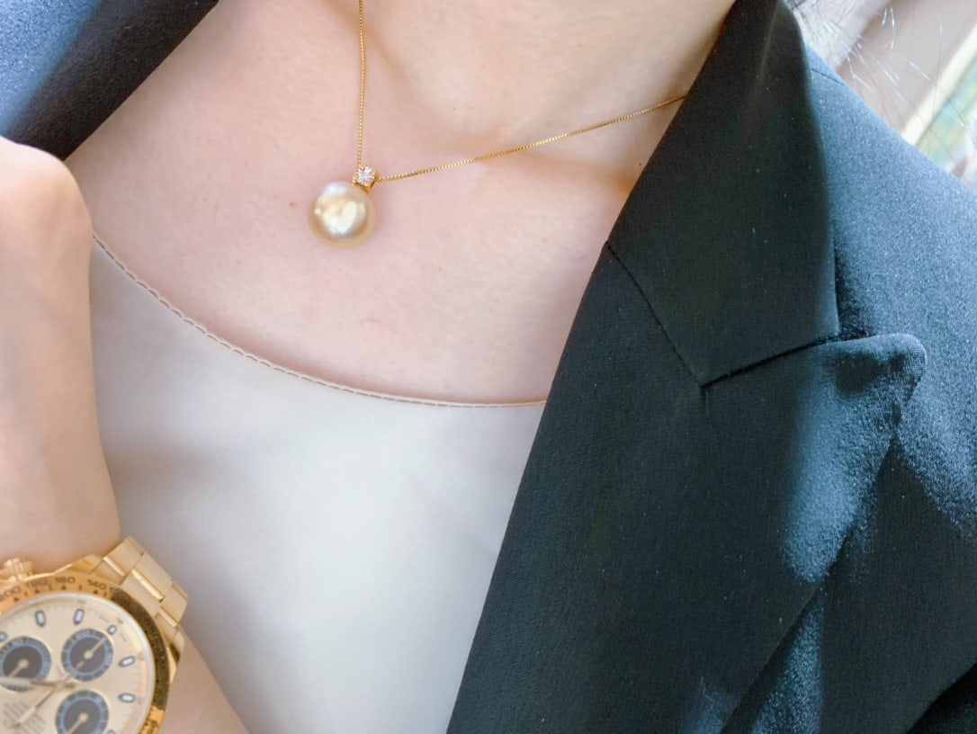 18K Gold Pearl Pendant - 4