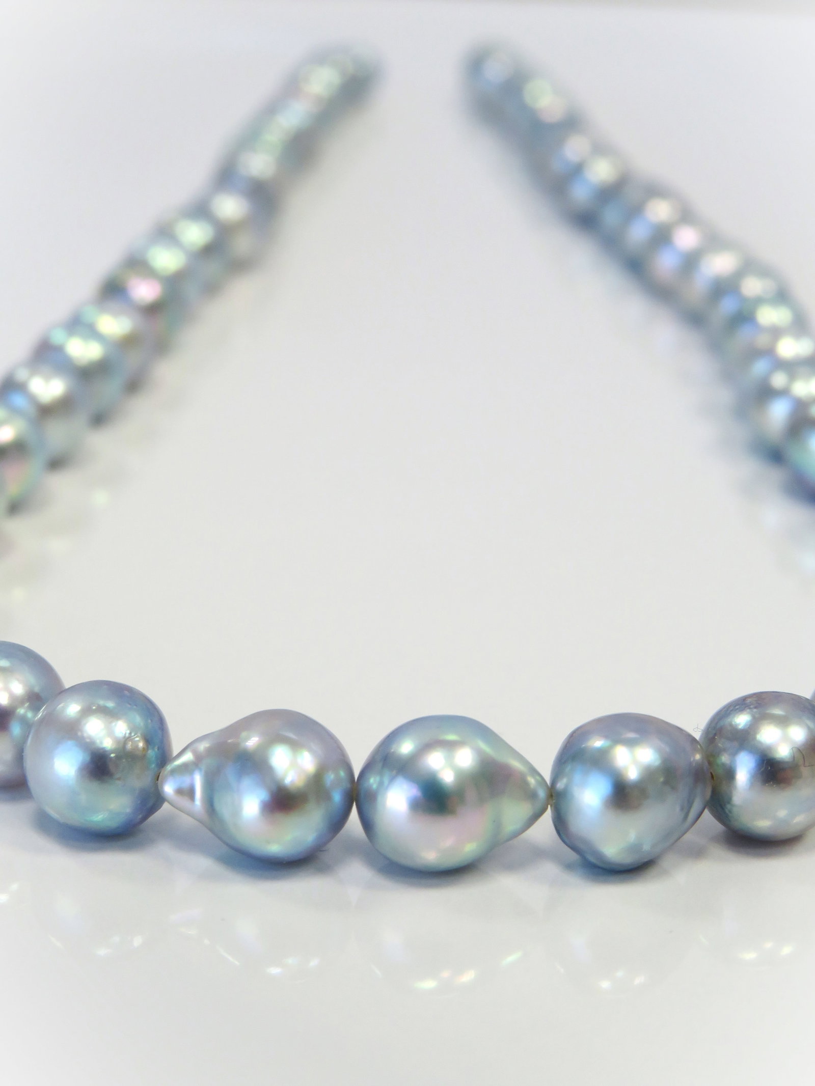 6-8mm Drop-Baroque Blue Akoya Pearl Necklace Strand - 2