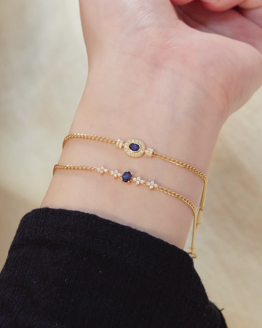 18K Gold Ruby and Sapphire Diamond Bracelet - 4