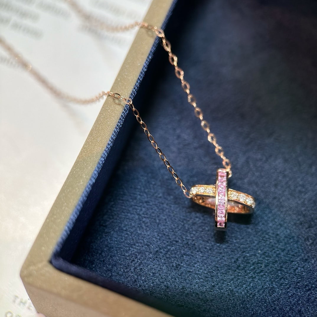 18K Gold Sapphire Diamond Necklace - 4