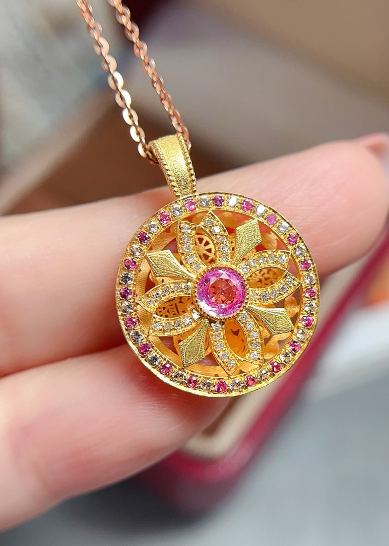 18K Gold Sapphire Pendant - 2