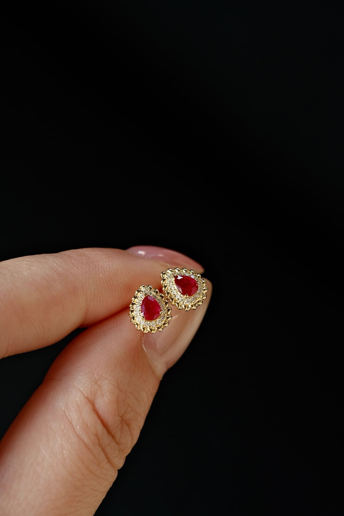 18K Gold Ruby Earrings - 4