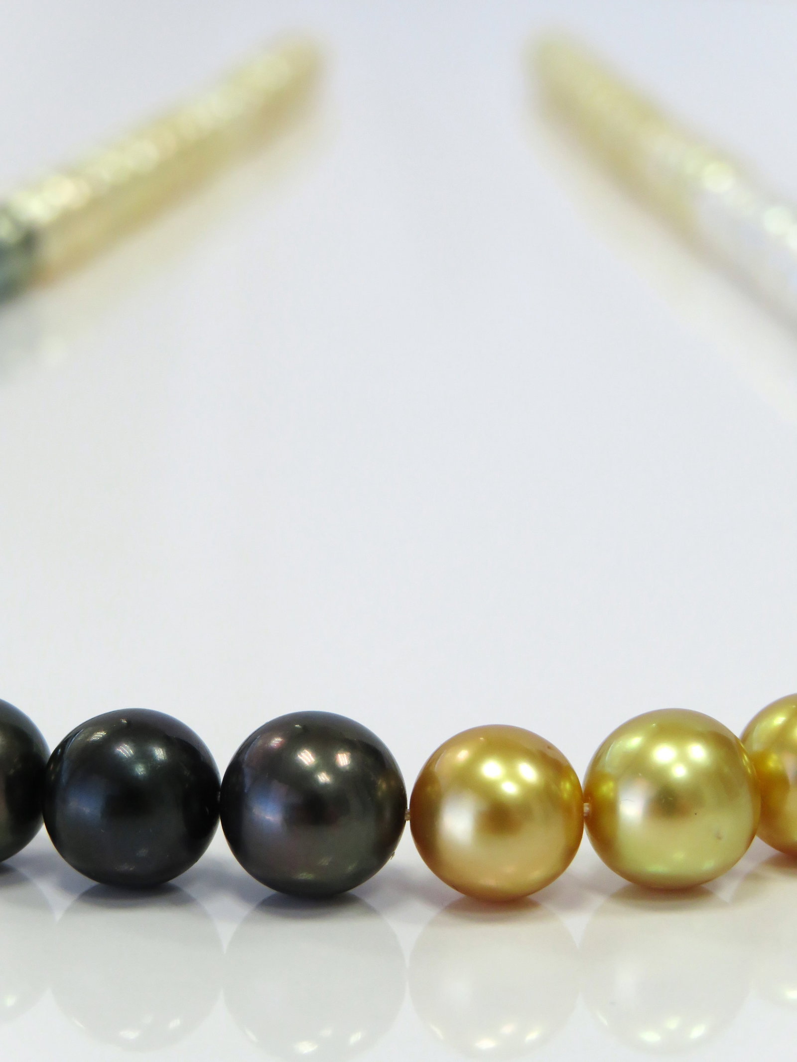 10mm Round Mix Tahitian and White/Golden South Sea Pearl Long Necklace - 2