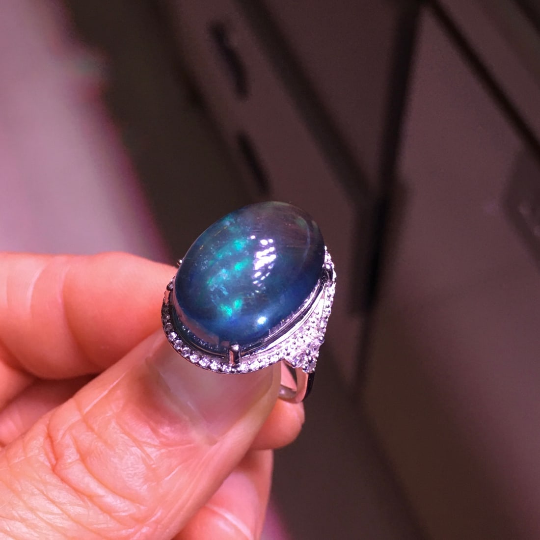s925 Silver Aquamarine Cabochon Ring - 2