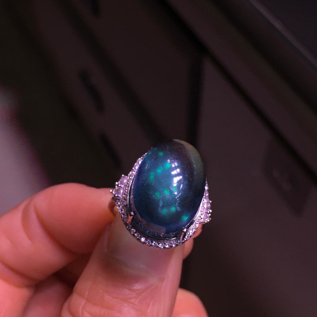 s925 Silver Aquamarine Cabochon Ring - 7