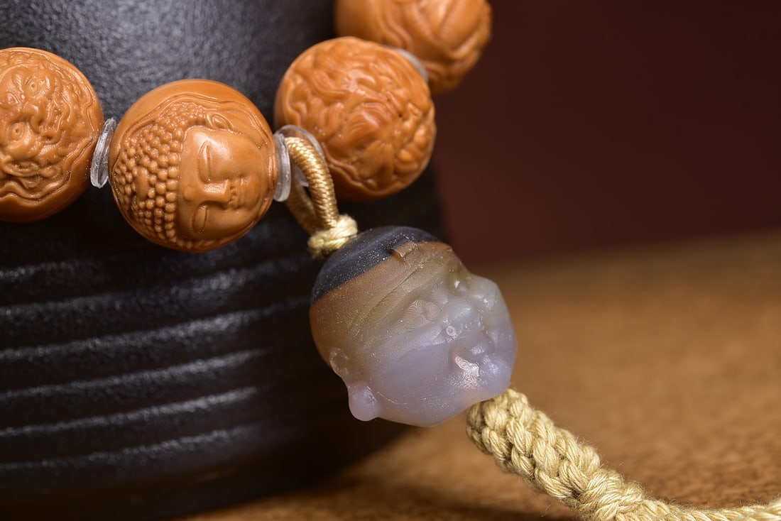 Natural Walnut Bead Bracelet - 4