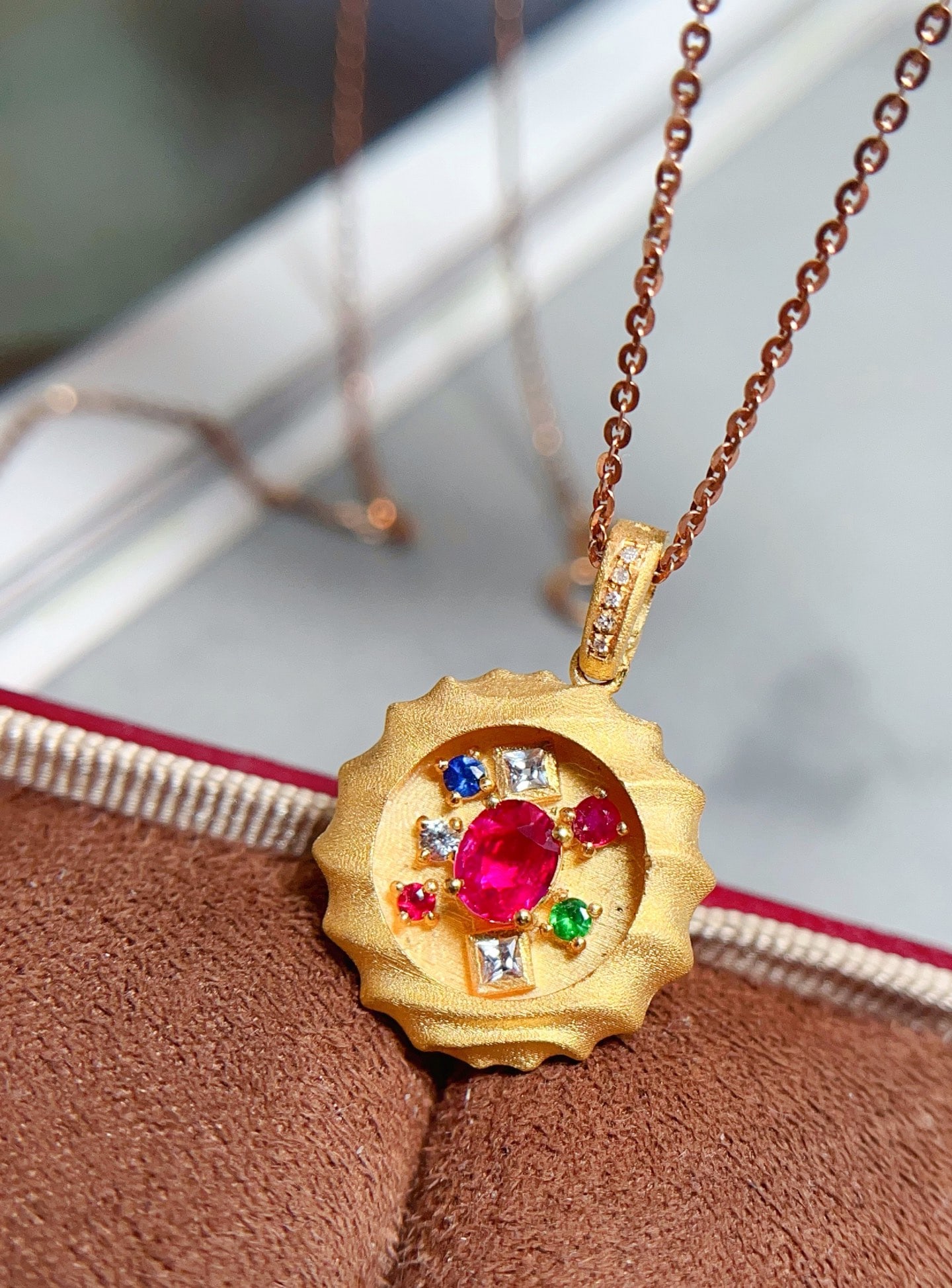 18K Gold Ruby Pendant - 2