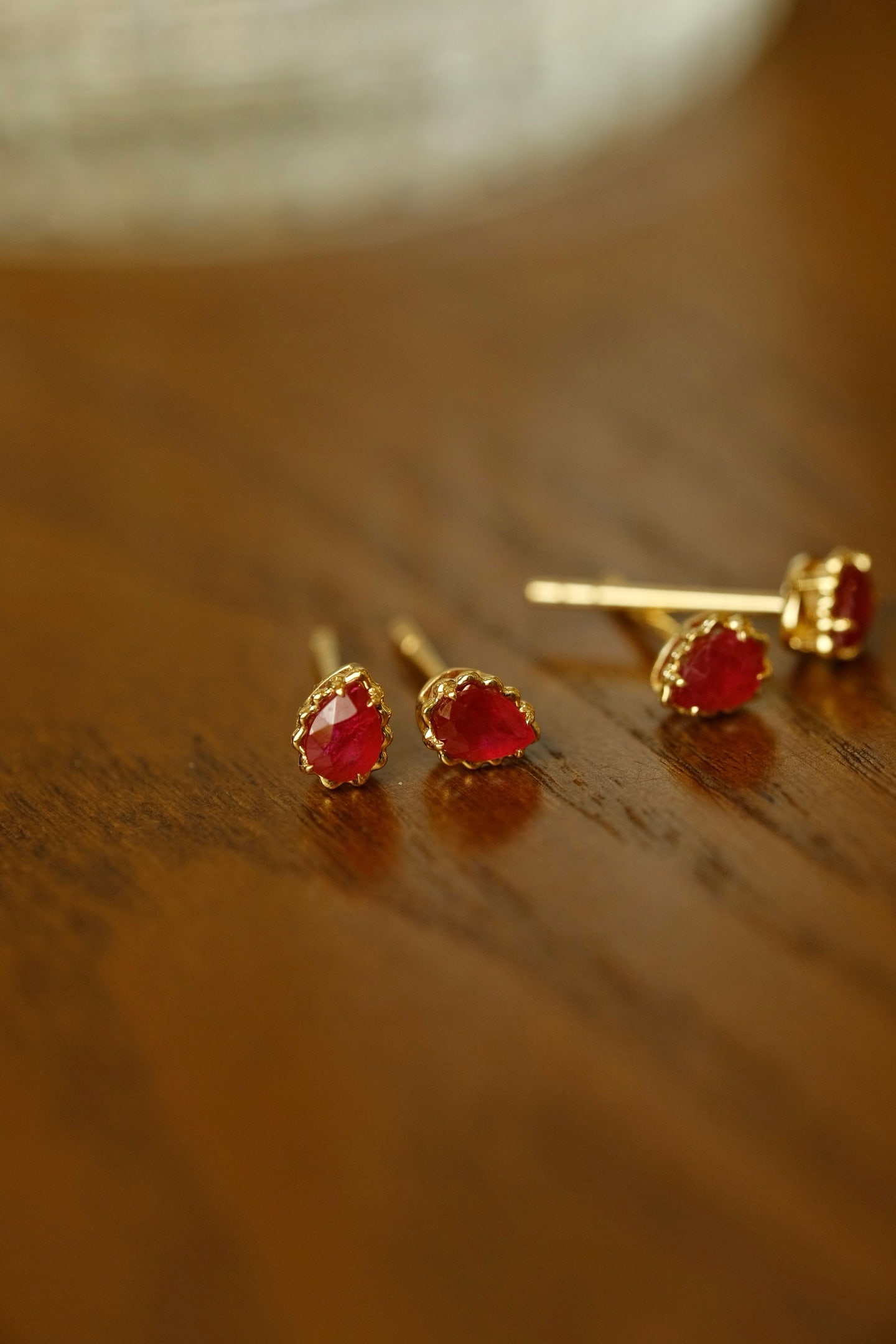 18K Gold Ruby Earrings - 5