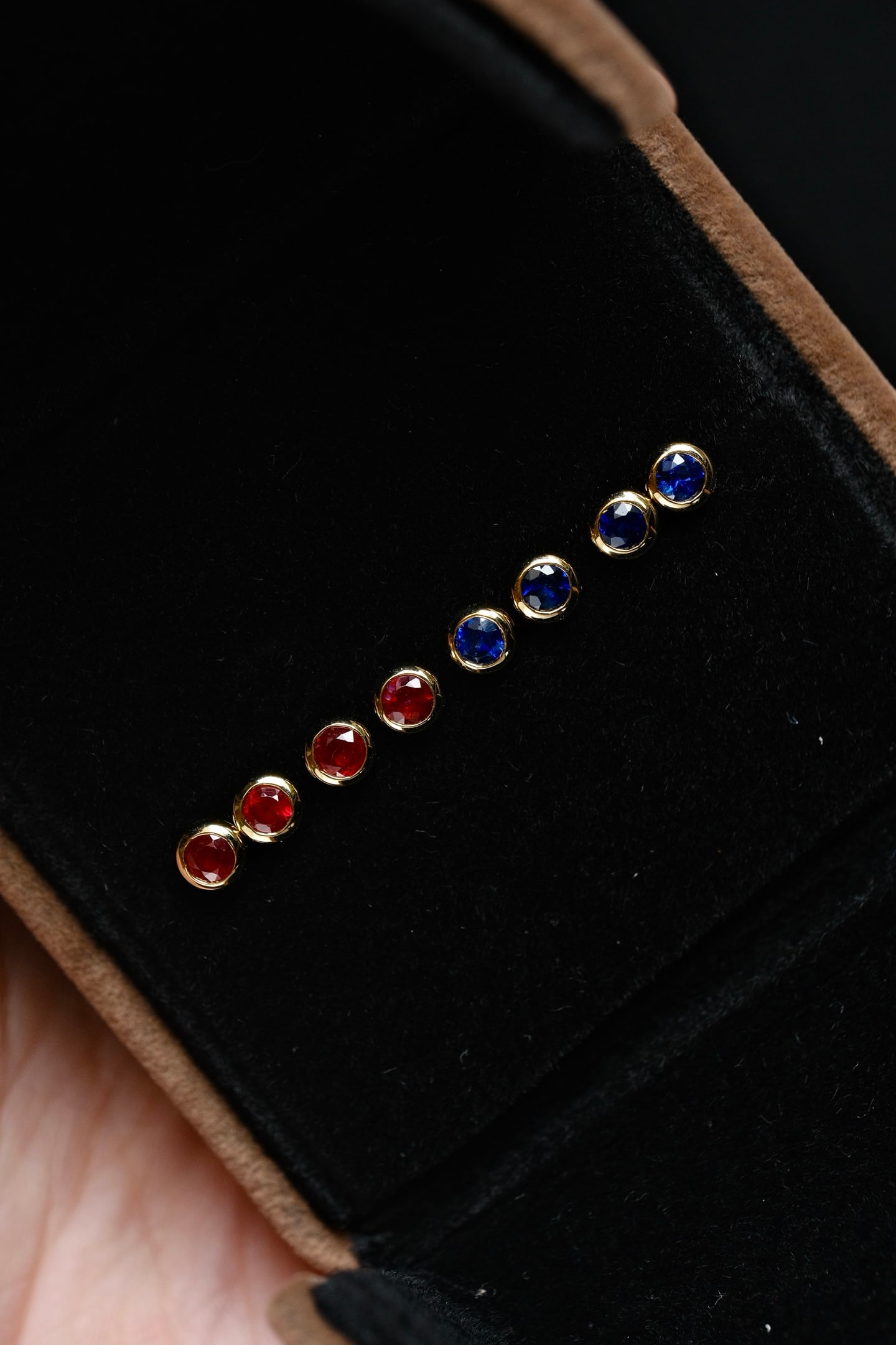 18K Gold Sapphire and Ruby Earrings - 2