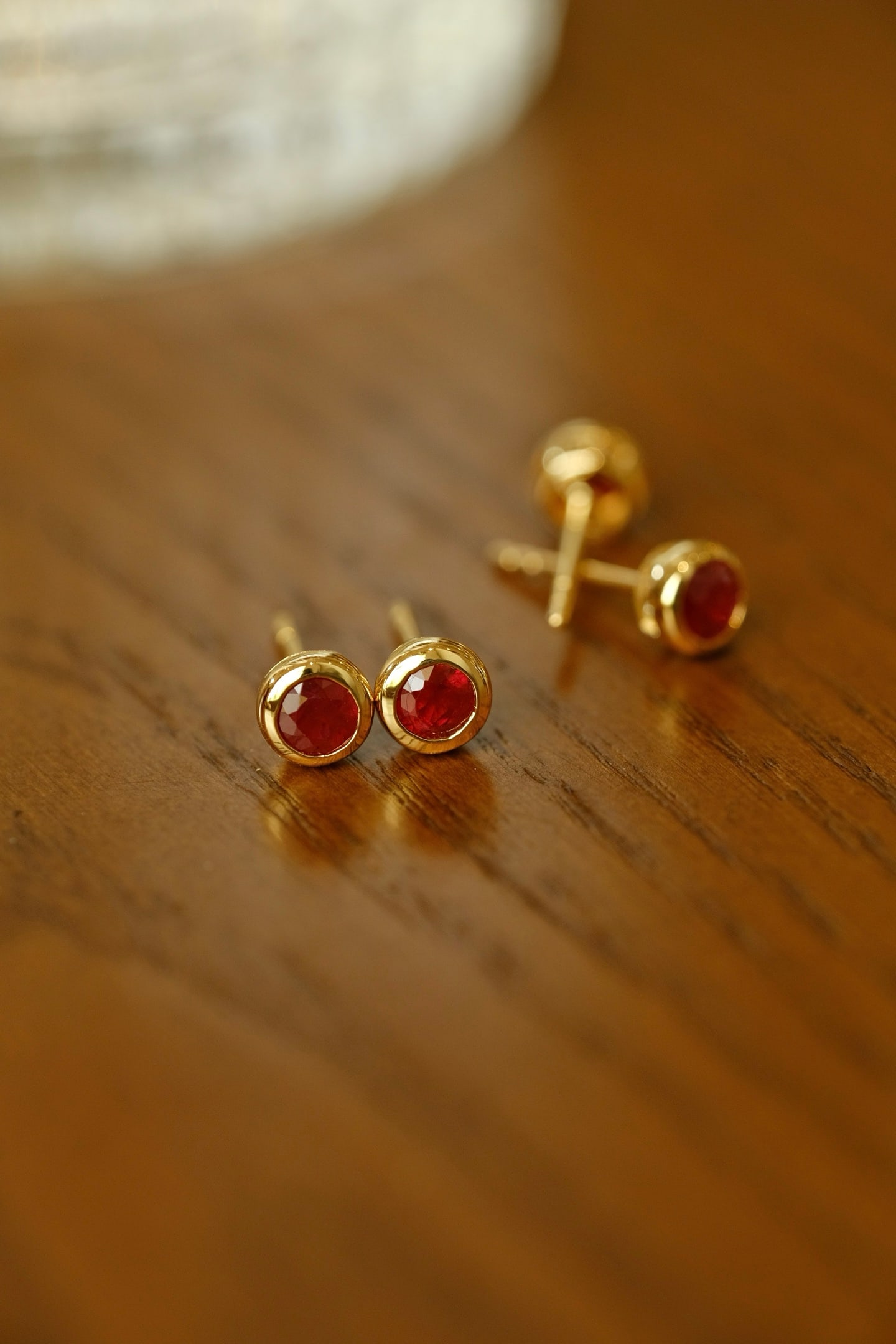 18K Gold Sapphire and Ruby Earrings - 3