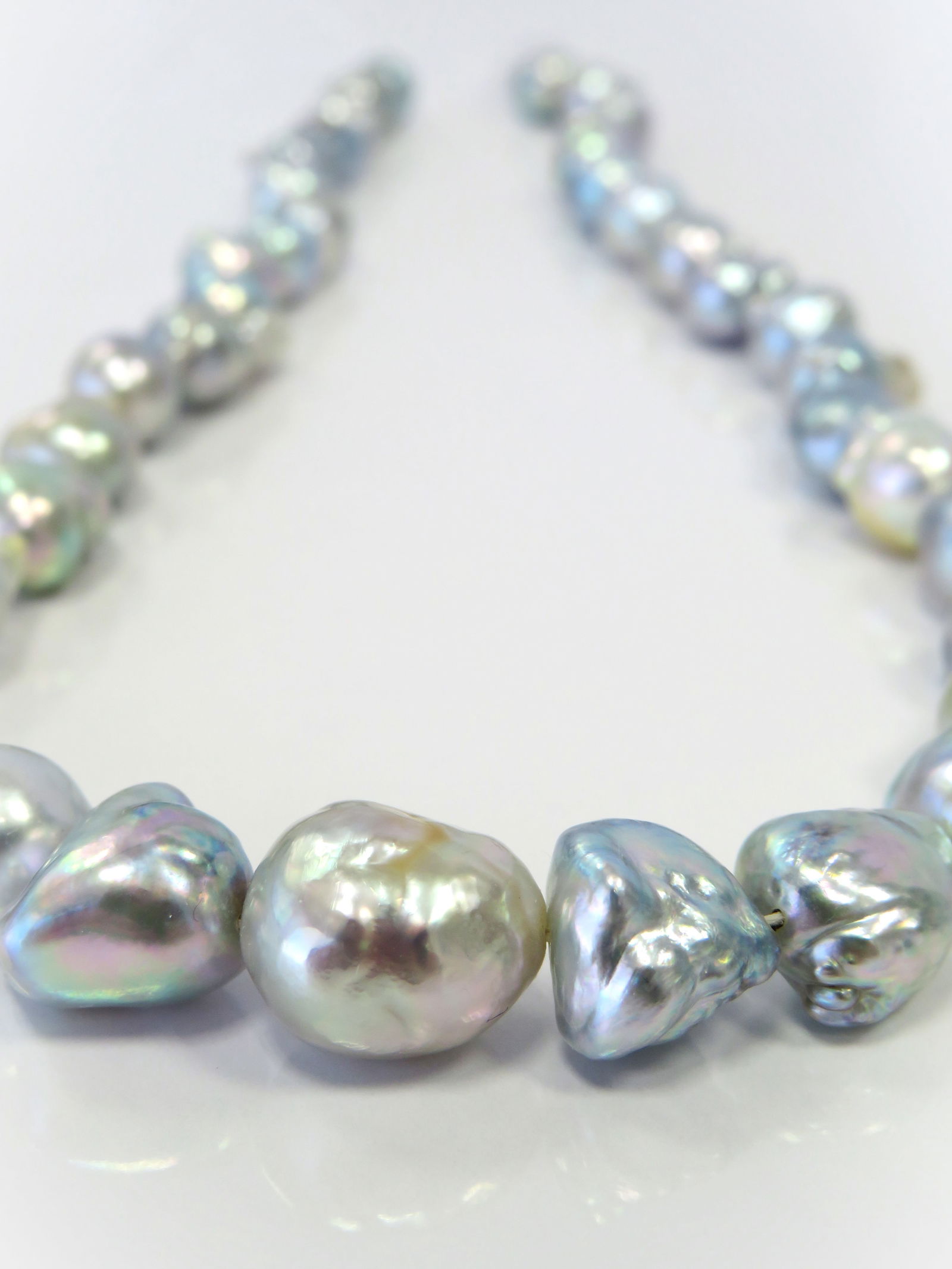 8-12mm Mix Drop-Baroque Blue/White Akoya Pearl Necklace Strand - 2