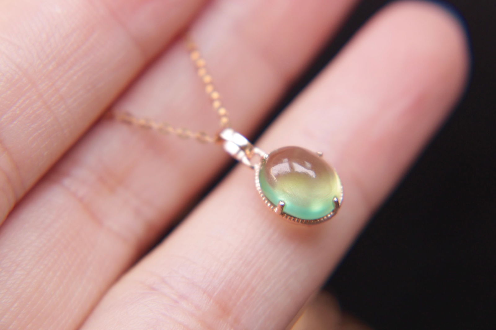 18K Gold Prasiolite Pendant - 7