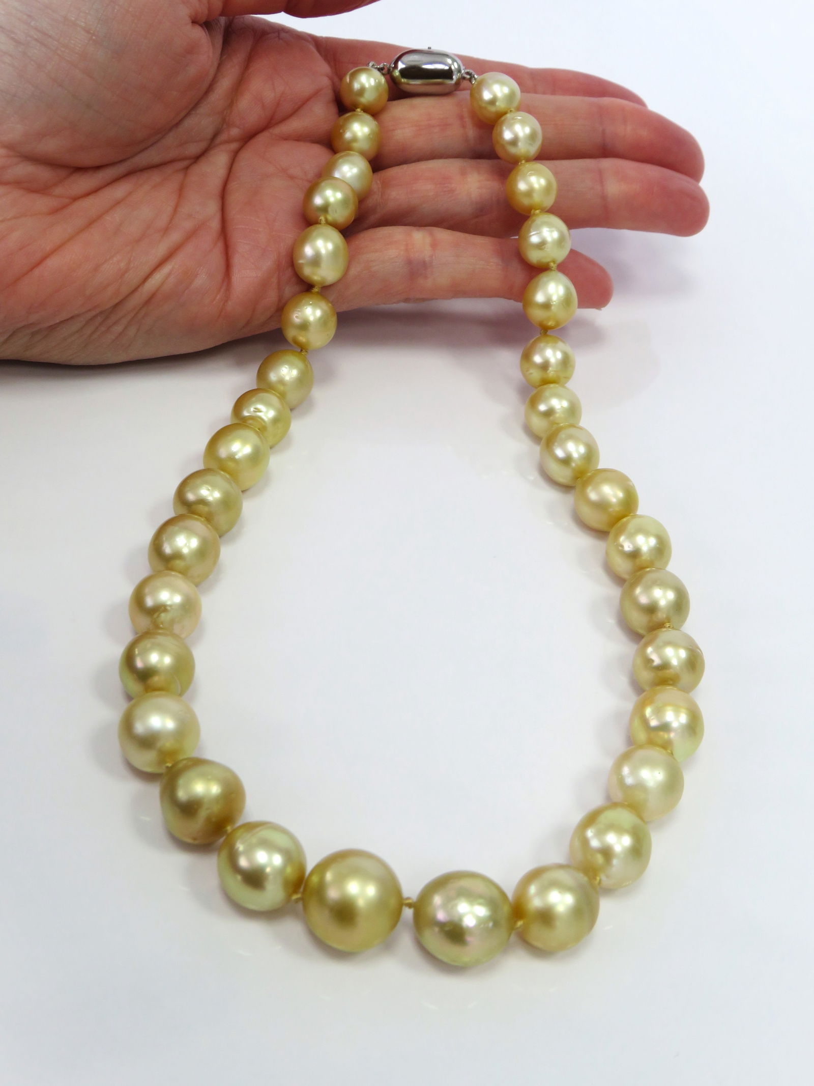 10-14mm Drop/Oval Golden South Sea Pearl Necklace - 3