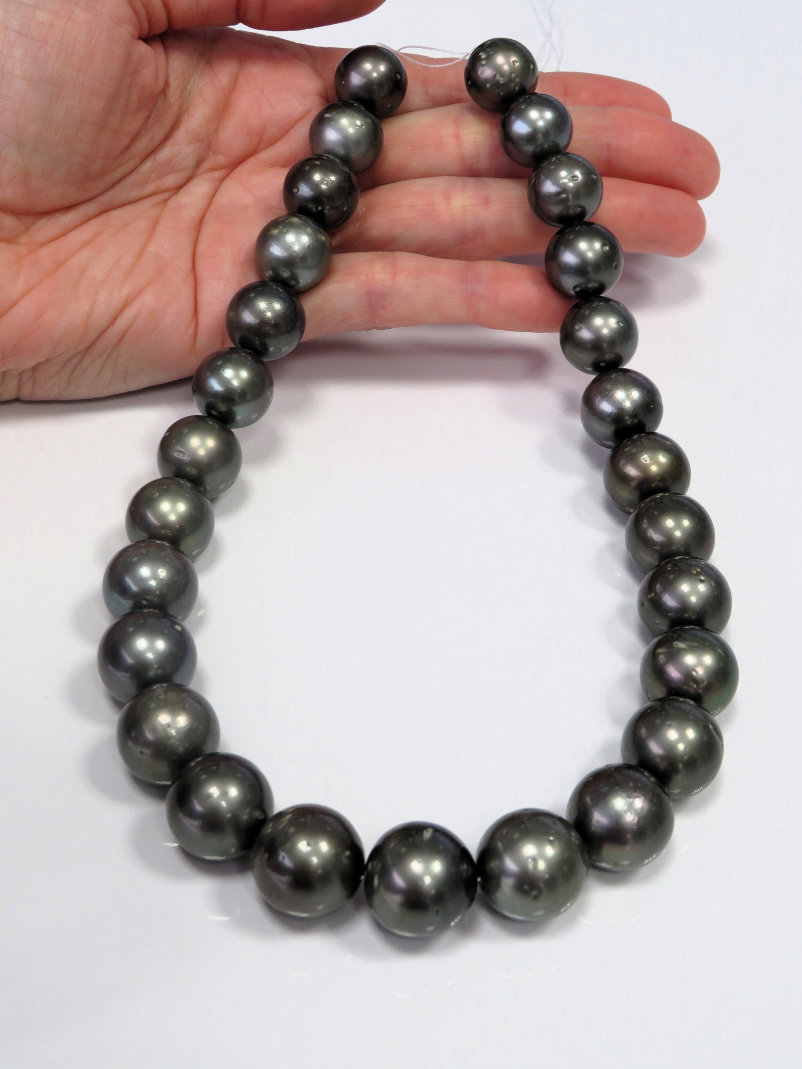 15-17mm Round Dark Tahitian Pearl Necklace Strand - 3