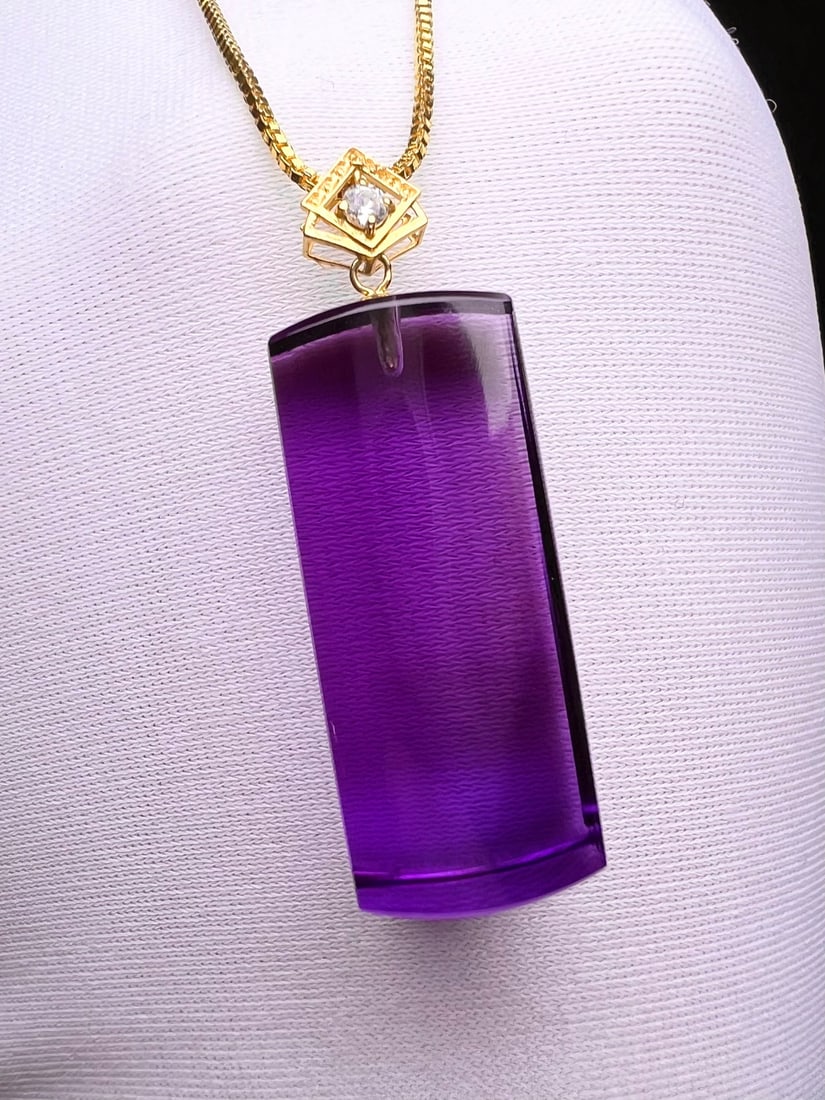 18K Gold Amethyst Pendant - 2