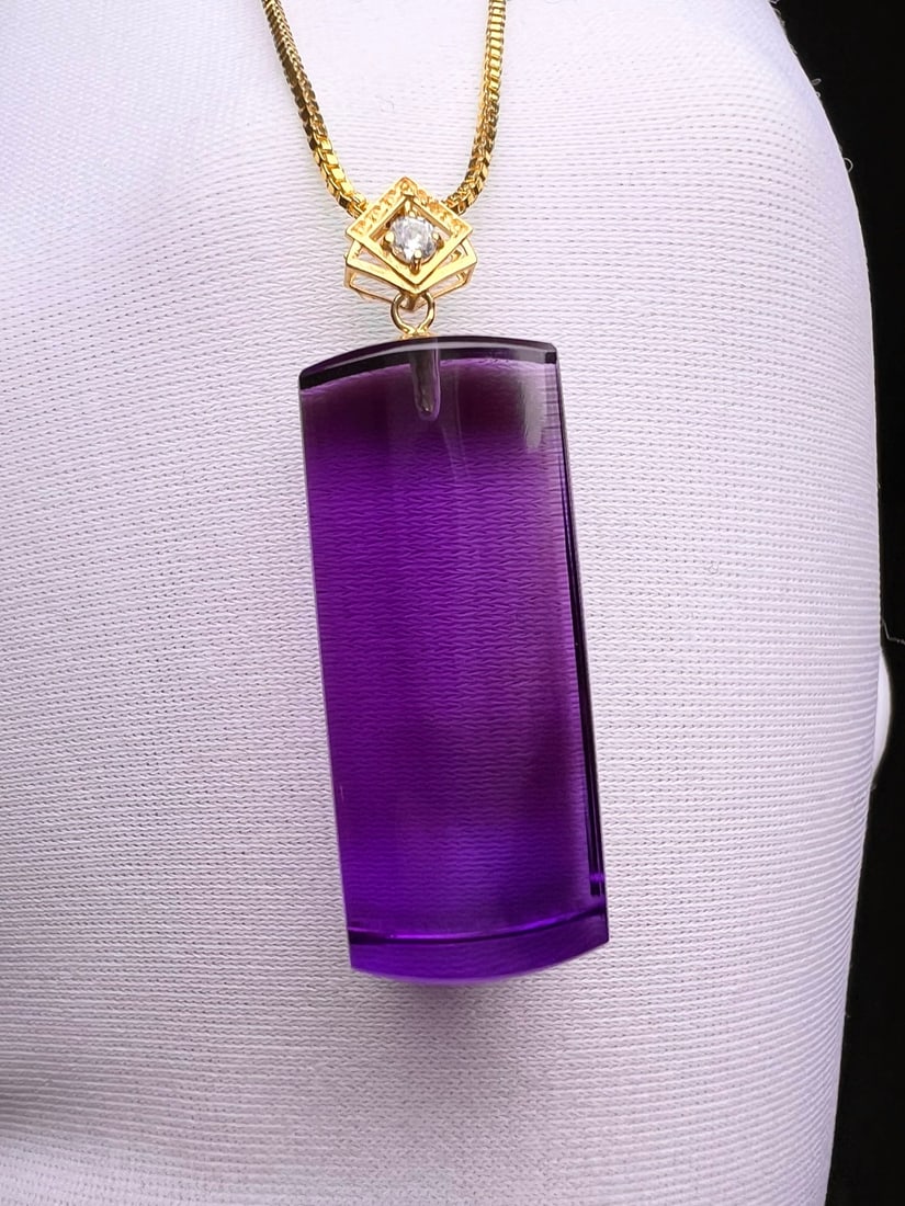 18K Gold Amethyst Pendant - 3