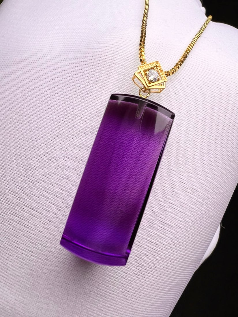 18K Gold Amethyst Pendant - 4