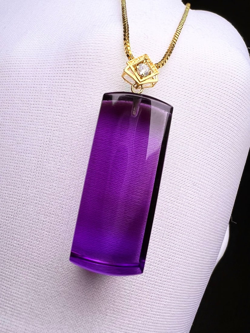 18K Gold Amethyst Pendant - 5