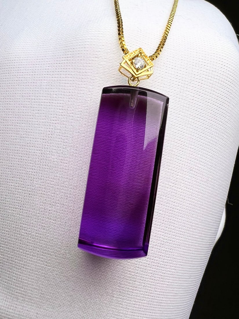 18K Gold Amethyst Pendant - 6