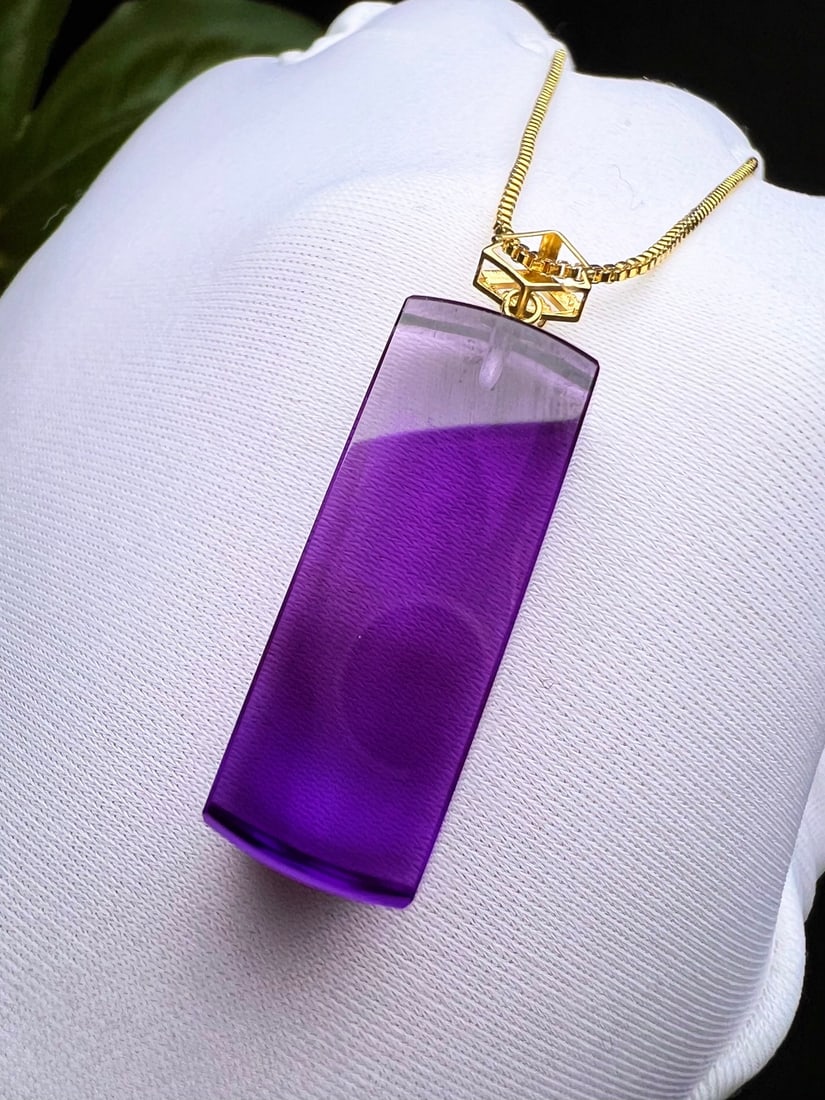 18K Gold Amethyst Pendant - 7