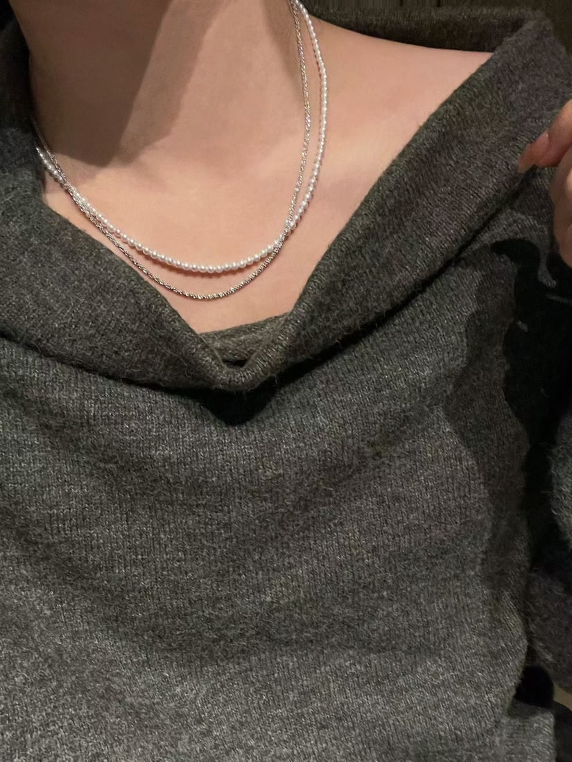 Silver Natural Pearl Necklace - 5