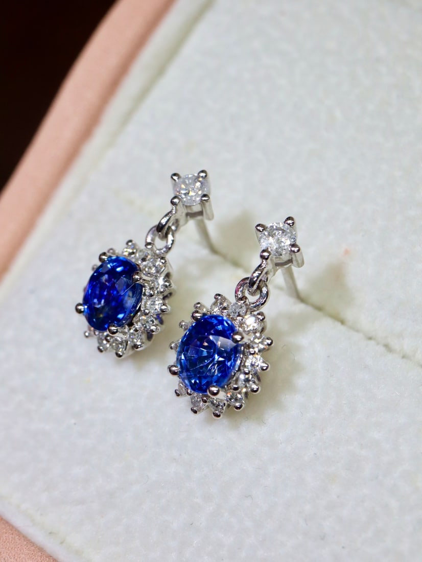 18K Gold Sapphire Earrings - 2