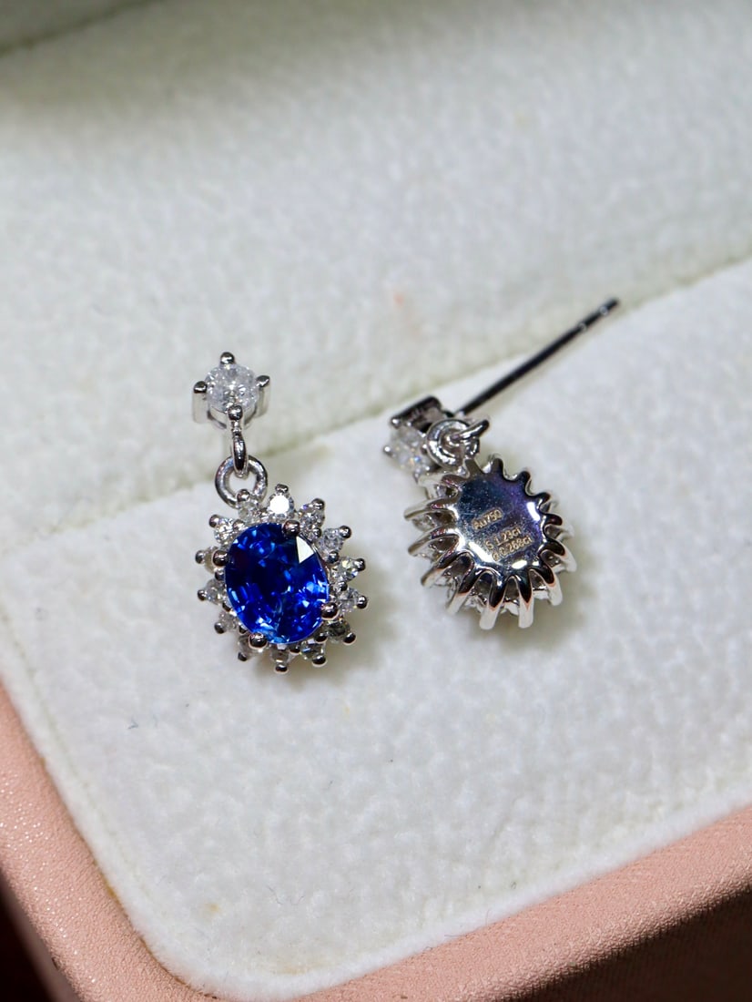 18K Gold Sapphire Earrings - 4