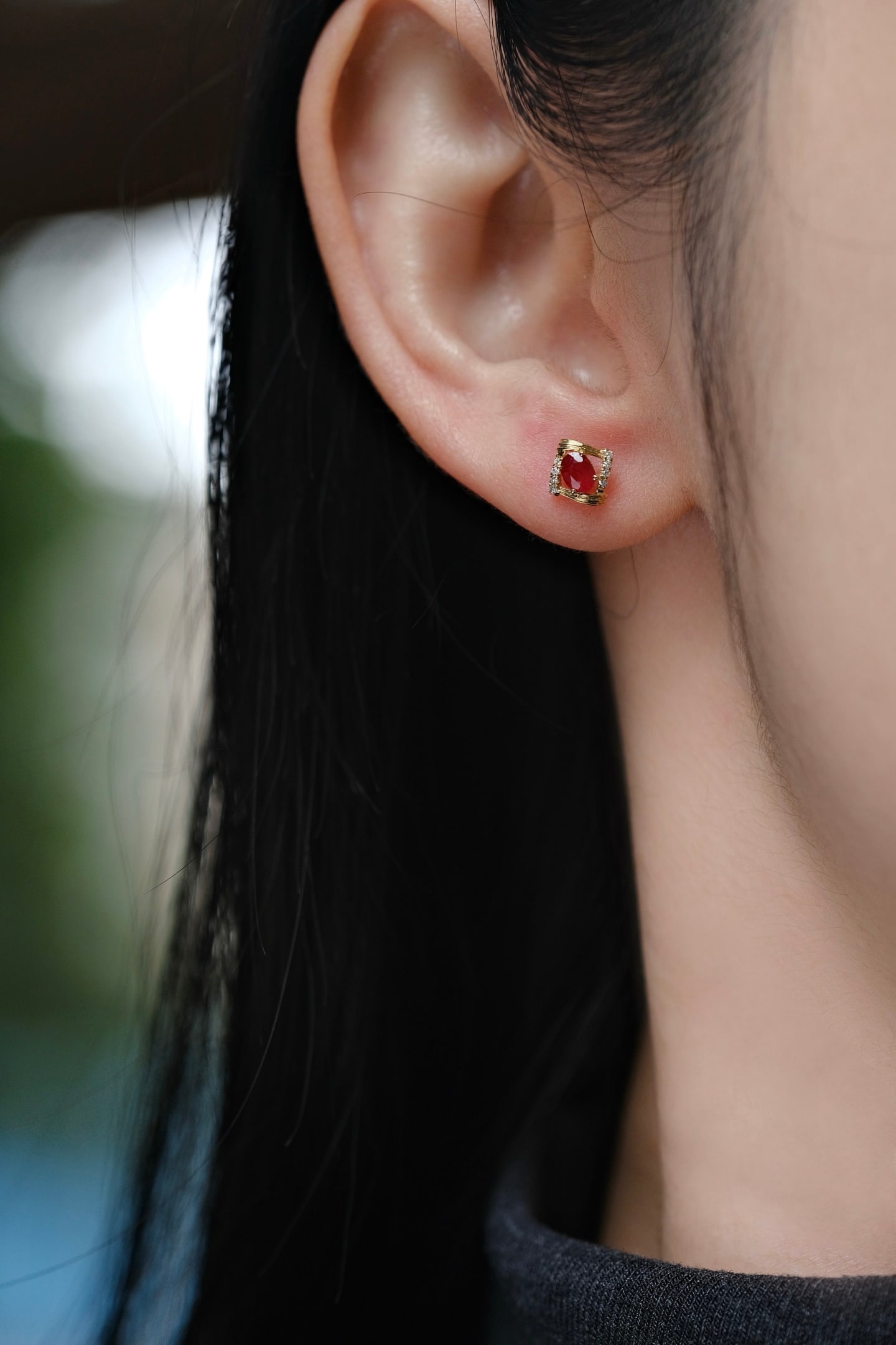 18K Gold Ruby Earrings - 4