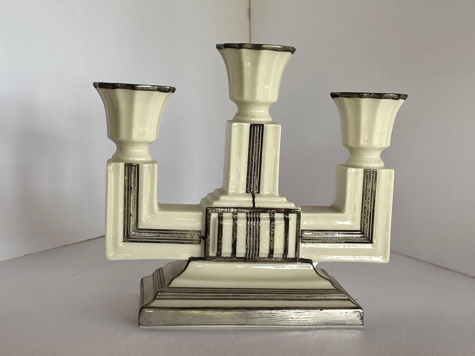Stepped Art Deco Candelabra with Sterling Silver Overlay by Lenox - 4