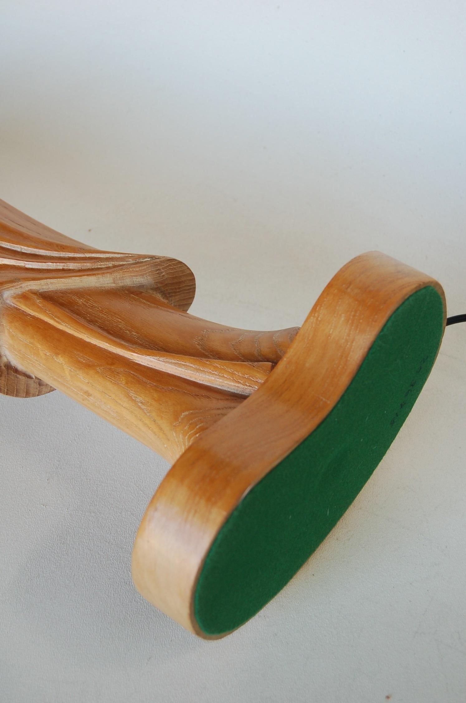 Midcentury Carved Oak Chinese Monk Wood Figure Lamp - 6