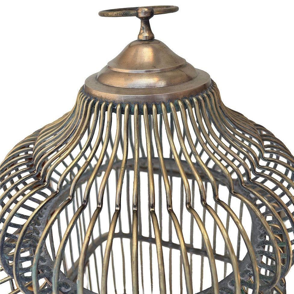 Late Victorian Solid Bronze Wire Eastern Spire Birdcage w/ Pin Lock - 16