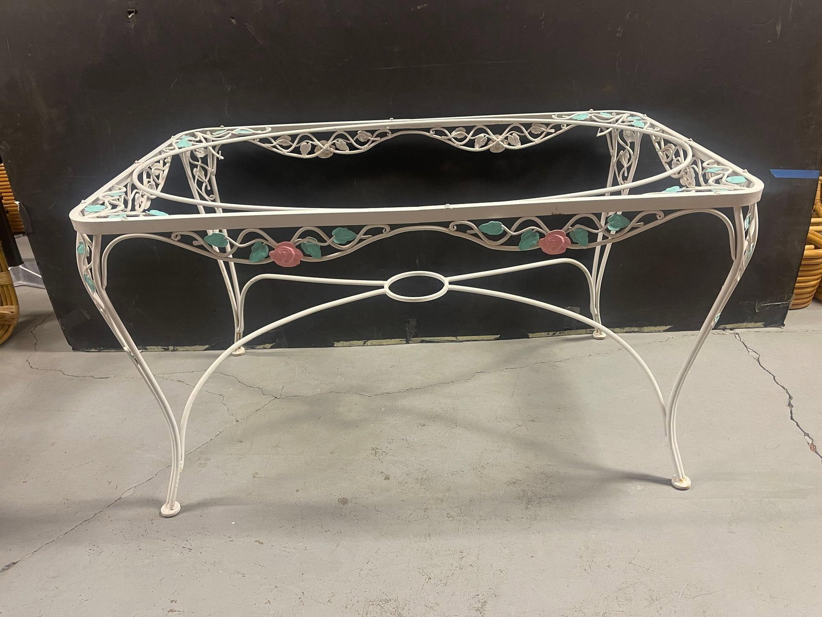 Pink Rose White Iron Garden Table and Chairs Set - 14